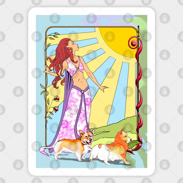 CORGI & GODDESS. Fantasy Art. Sticker by chepea2